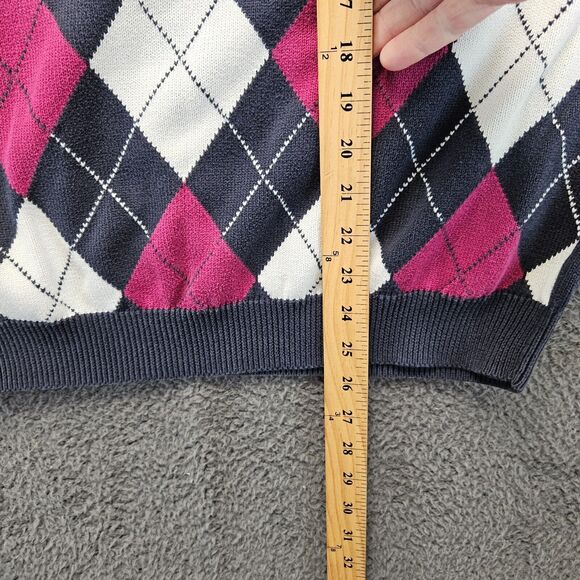 Brooks Brother St Andrew Links Sweater Men Size Large‎ Blue Pink Argyle - Picture 5 of 9